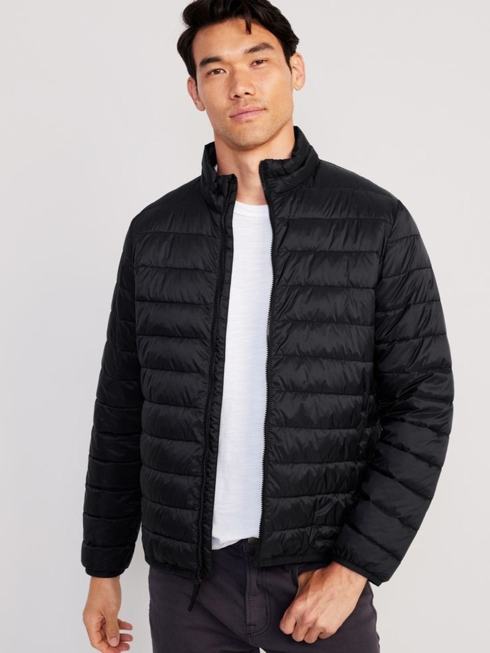Black Old Navy Water Resistant Narrow Channel Puffer Jacket men’s Large Tall LT
